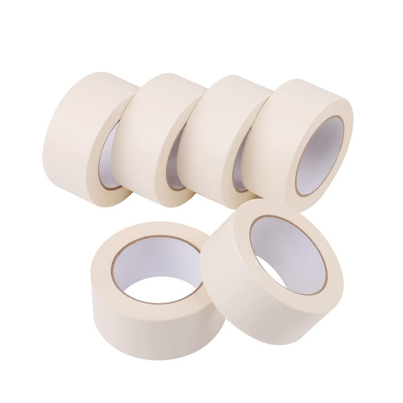 Lichamp Wide Masking Tape 2 inches, 6-Pack White Masking Tape Bulk Multi Pack, General Purpose & High Performance, 1.95 inches x 55 Yards x 6 Rolls (330 Total Yards) - Image 1